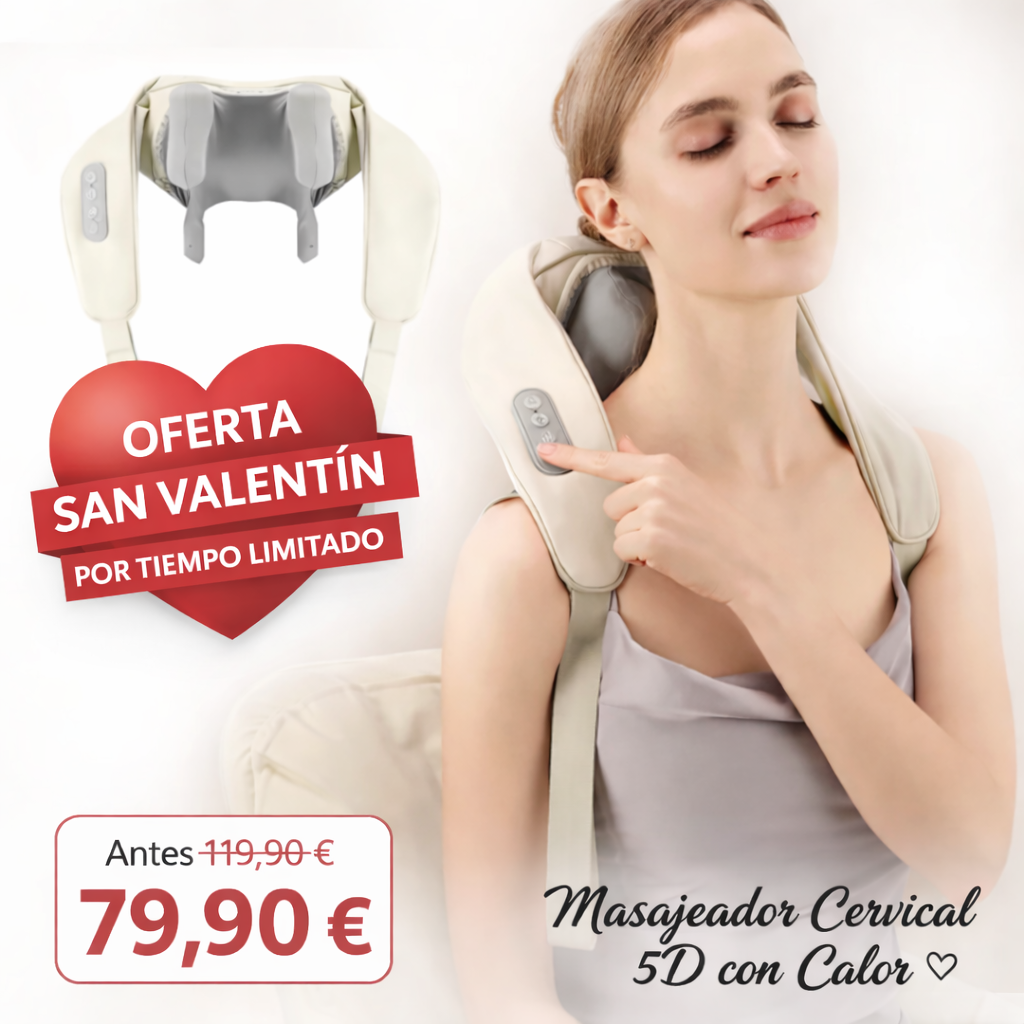 Masajeador Cervical 5D con Calor – Alivio Profundo y Relax Premium en Casa